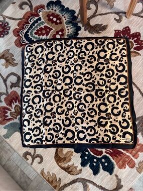 Coach Beige and Black Leopard Print Accent Pillow Cover